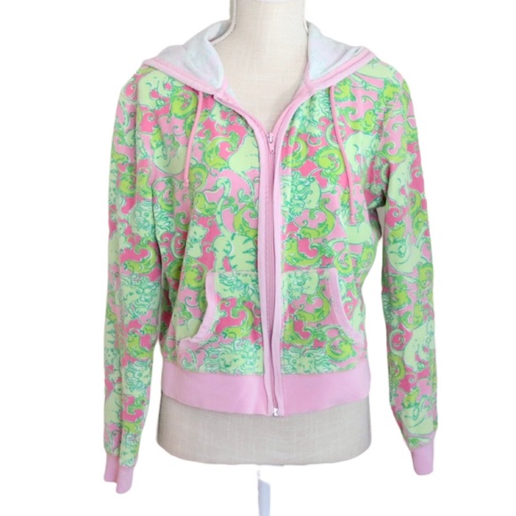 Lilly Pulitzer zip up hoodie girls size Large